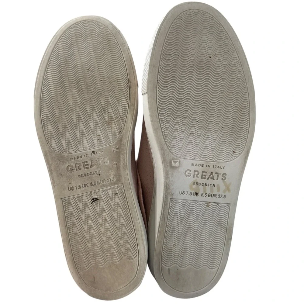 GREATS The Royale Perforated Blush Pink Leather Low Top Sneakers Women 7.5 Italy